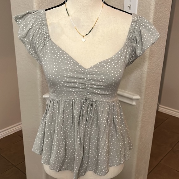 Japna green & white polka dot top Size XS - Picture 9 of 15